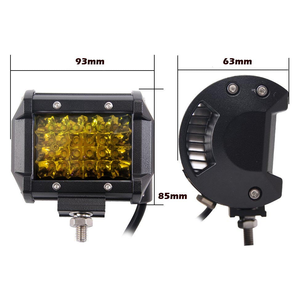 2x 4 inch Spot LED Work Light Bar Philips Quad Row 4WD Fog Amber Reverse Driving 4