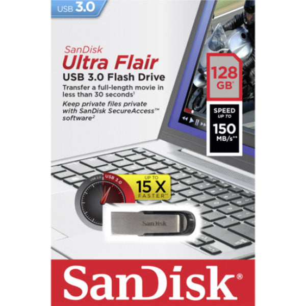 SANDISK 128GB CZ73 ULTRA FLAIR USB 3.0 FLASH DRIVE upto 150MB/s 3