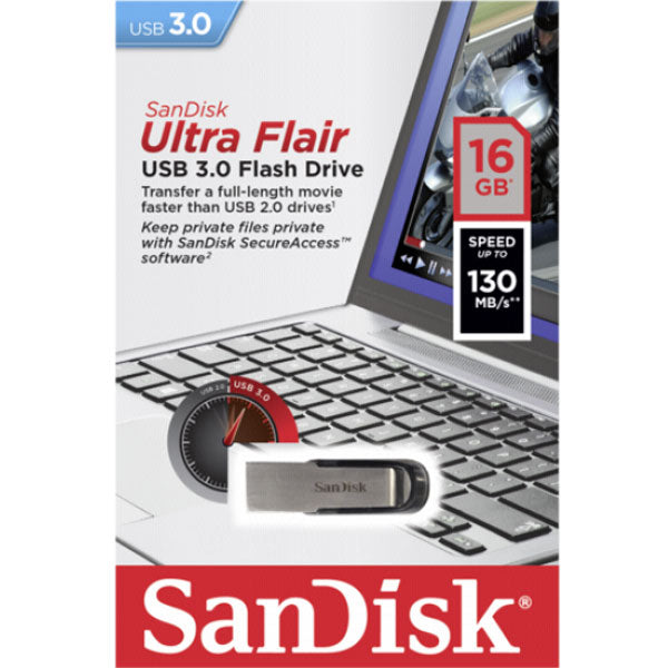 SANDISK 16GB CZ73 ULTRA FLAIR USB 3.0 FLASH DRIVE upto 150MB/s 3
