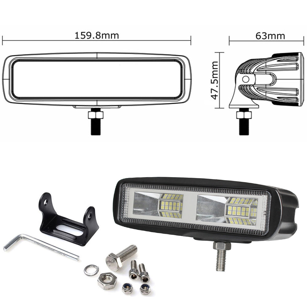 Pair 6inch 20w LED Work Driving Light Bar Ultra Flood Beam Lamp Reverse Offroad 4