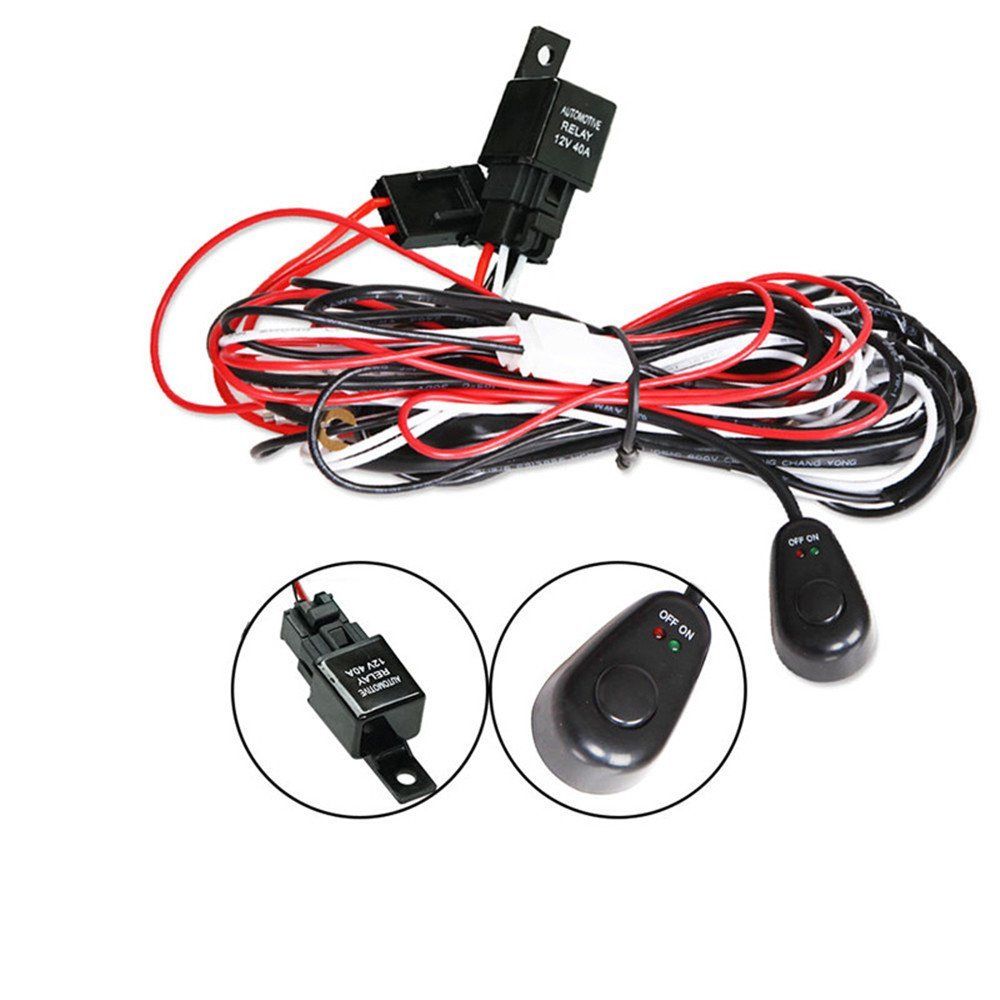 2way LED Universal Driving light Wiring Loom Harness 12V 24V 40A Relay Switch 6